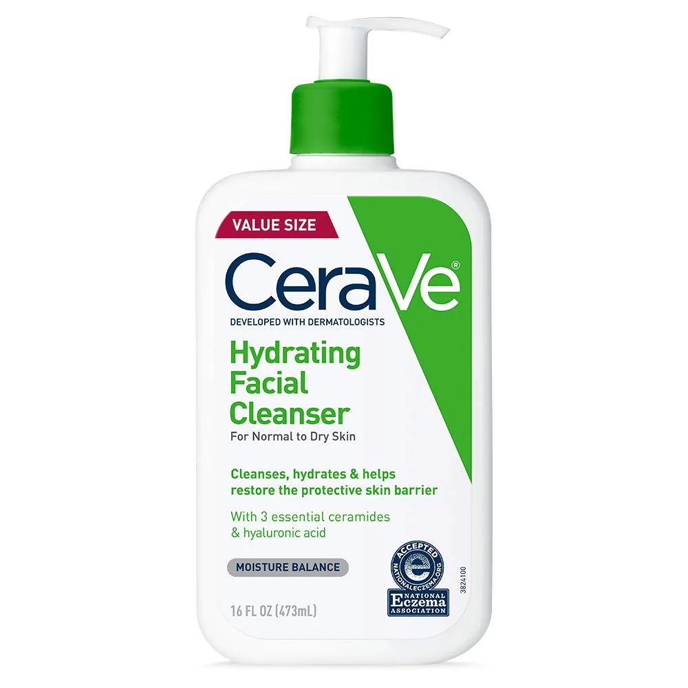 CeraVe Hydrating Cleanser For Normal To Dry Skin (473ml) - Non-Foaming Face Wash with Hyaluronic Acid And Ceramides | Non-Comedogenic, Non-Irritating And Fragrance-Free Cleanser