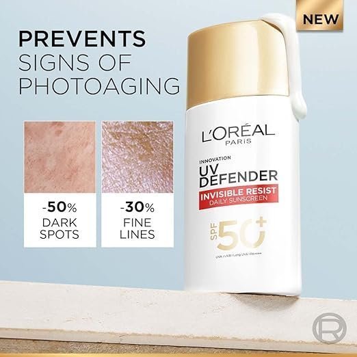 L'Oréal Paris Sunscreen, Non-Greasy, Brightening Sunscreen With Niacinamide, UVA & UVB Protection, With SPF 50 PA+++, Bright & Clear, UV Defender Serum Protector, 50 ml - Image 2