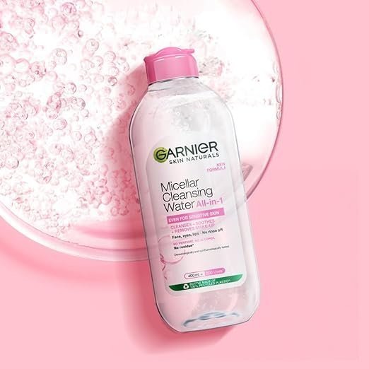 Garnier Micellar Cleansing Water For Sensitive Skin | Make-Up Remover & Cleanser - Removes makeup, dirt & impurities & Hydrates Skin | Just Pour, Press & Swipe | 400ml - Image 3