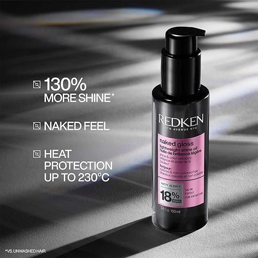 Redken Naked Gloss Lightweight Hair Serum, 100 ml | Provides Heat Protection, Controls Frizz & Adds Shine | For All Hair Types | For Men & Women - Image 2