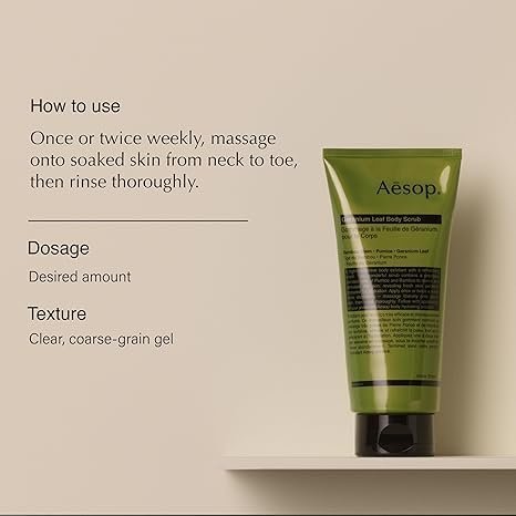 Aesop Geranium Leaf Exfoliating Body Scrub – Smooth, Soft, Hydrated Skin – 180 ml / 6.2 oz - Image 5