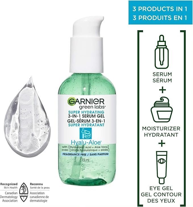 Garnier Green Labs Hyalu-Aloe Super Hydrating 3-In-1 Serum Gel, With Hyaluronic Acid + Aloe Vera, Moisturizes and Hydrates Skin, Fragrance-Free, For All Skin Types Including Sensitive Skin, 72 ml - Image 3